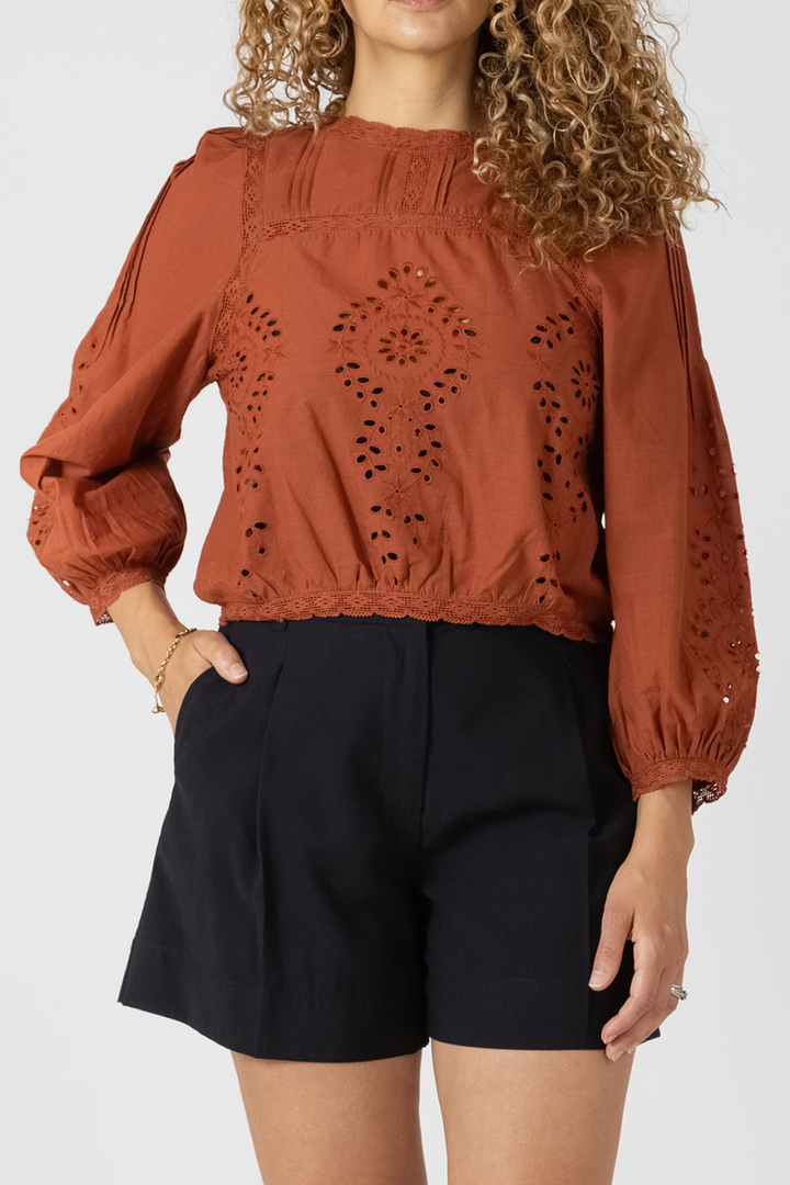 Black Tape Adrienne Lace Detailed Blouse - Hot Peppers Clothing