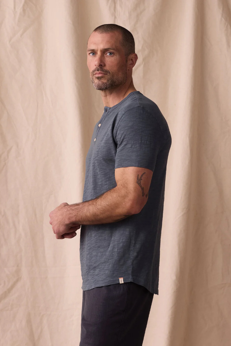 The Normal Brand Vintage Slub Henley in Waterloo THE NORMAL BRAND