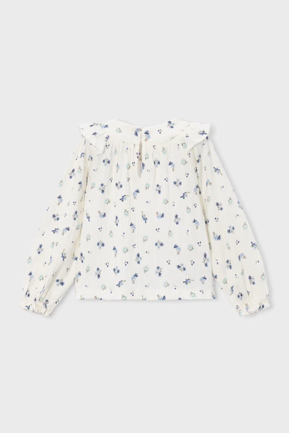 Mayoral Girl Floral Crinkle Cotton Blouse
