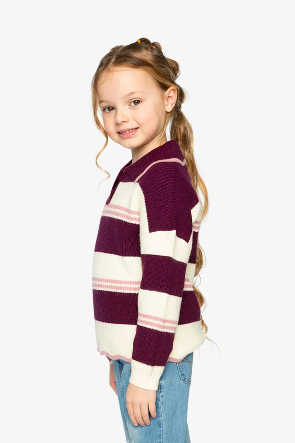 Deux Par Deux Scalloped Collar Sweater Red And White Stripes