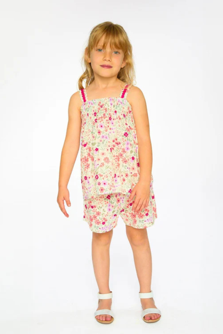 Tank Top With Smocking And Shorts Set In Muslin
