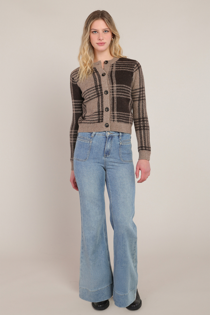 Room 34 Harlow Plaid Button-Front Cardigan