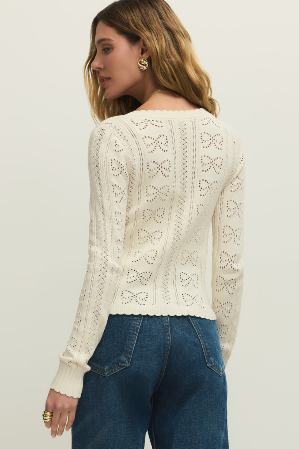 Gema Pointelle Cardigan - Hot Peppers Clothing