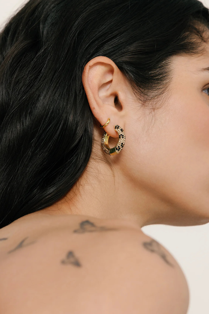 HILLBERG &amp; BERK Medium Reversible Sparkle Hoop Earrings