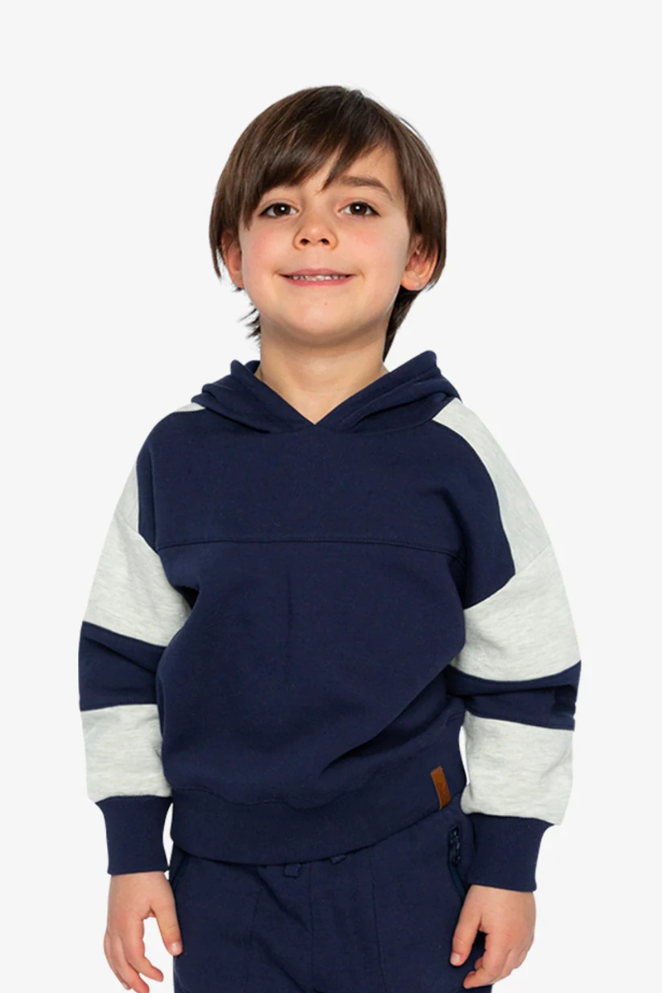 Deux Par Deux Hooded Striped Fleece Cardigan