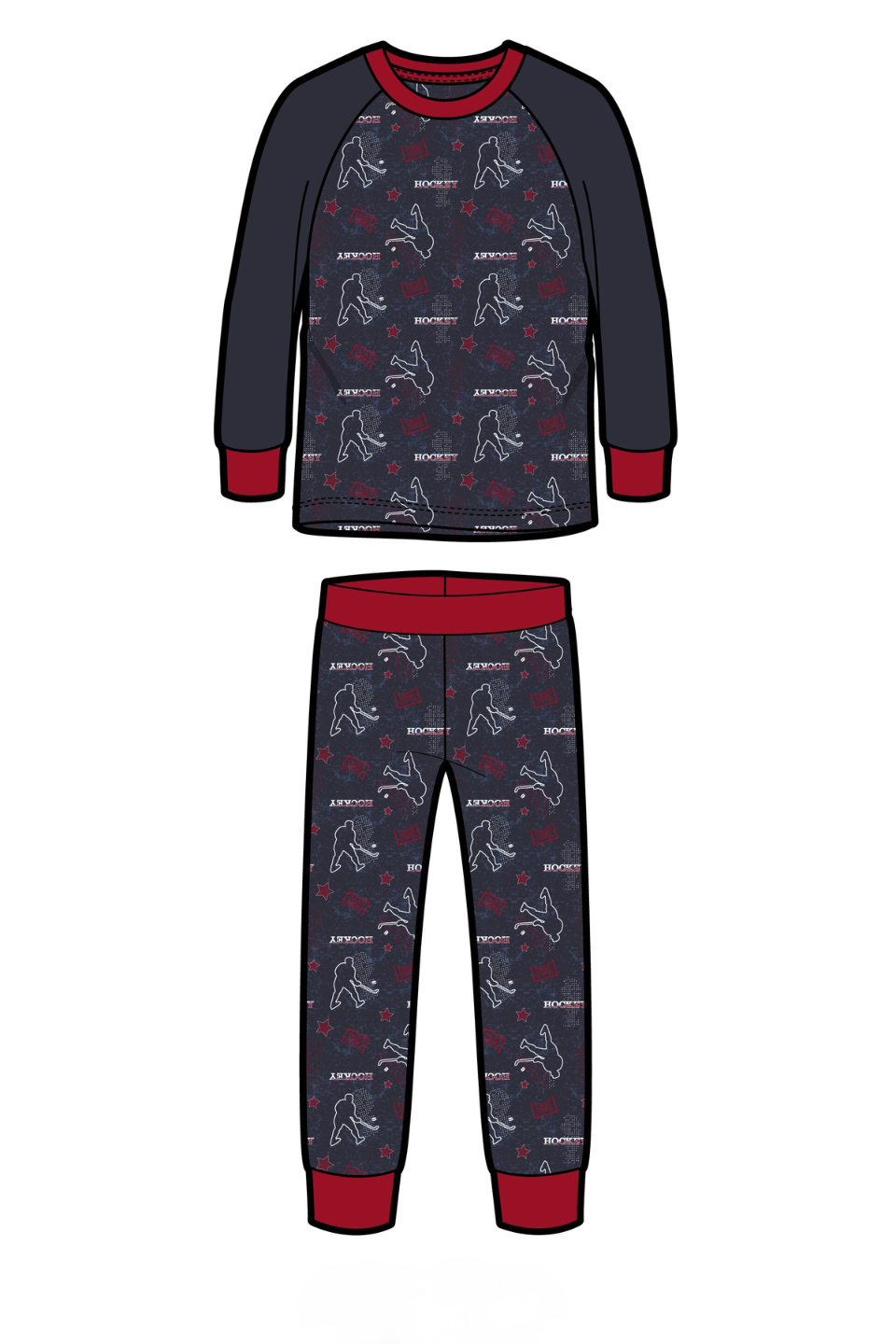 MID Youth Boys All-Over Hockey 2-Piece Pajama Set