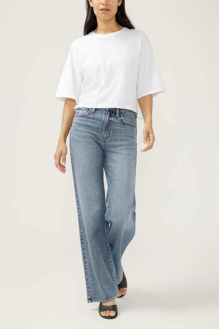 Highly Desirable High Rise Trouser Leg Jeans