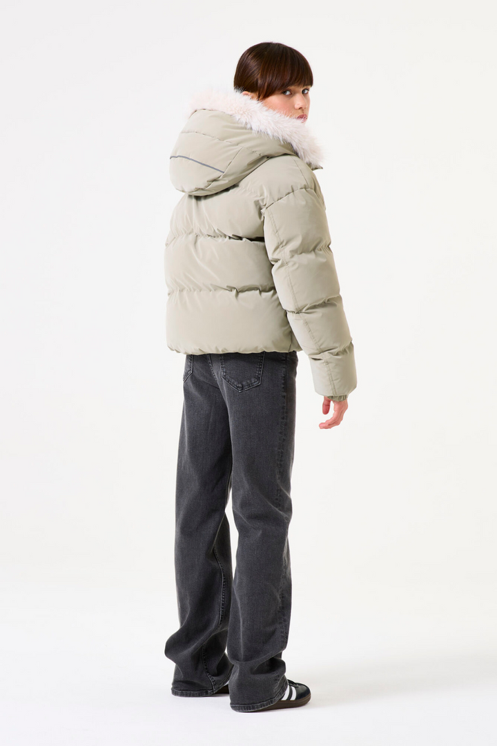 Green puffer jacket