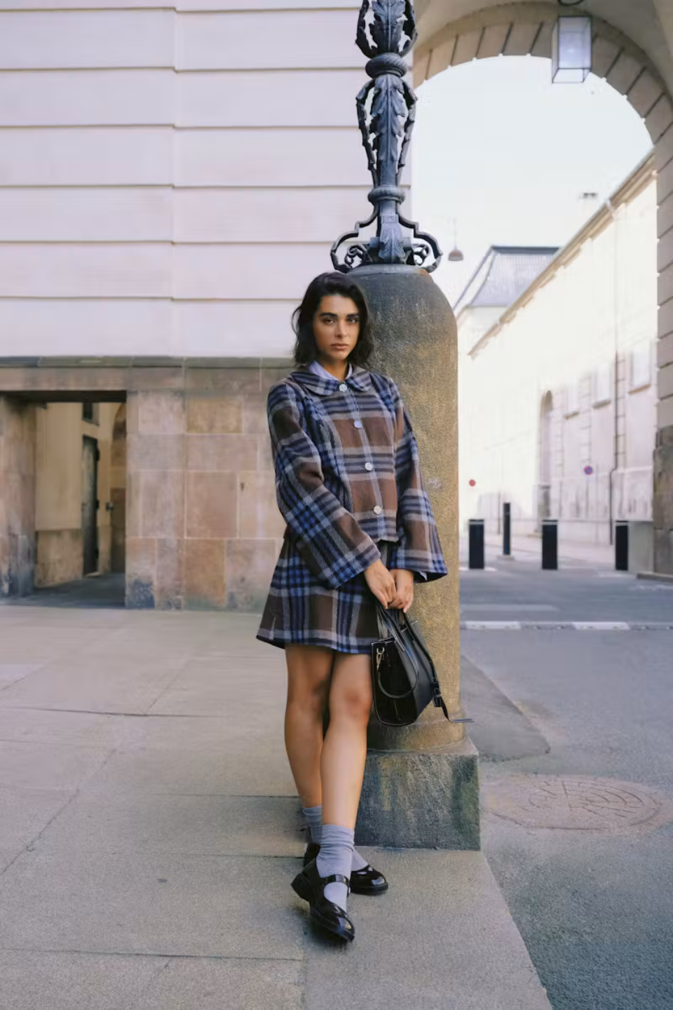 b.young Bree Check Mini Skirt