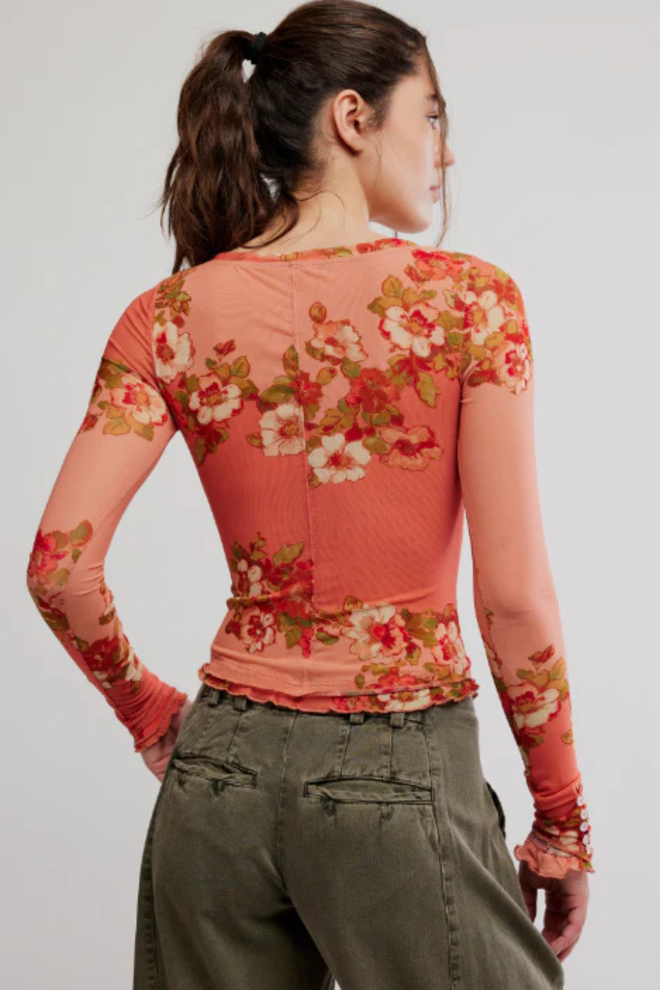 Free People Lilly Printed Long Sleeve Top FREE PEOPLE