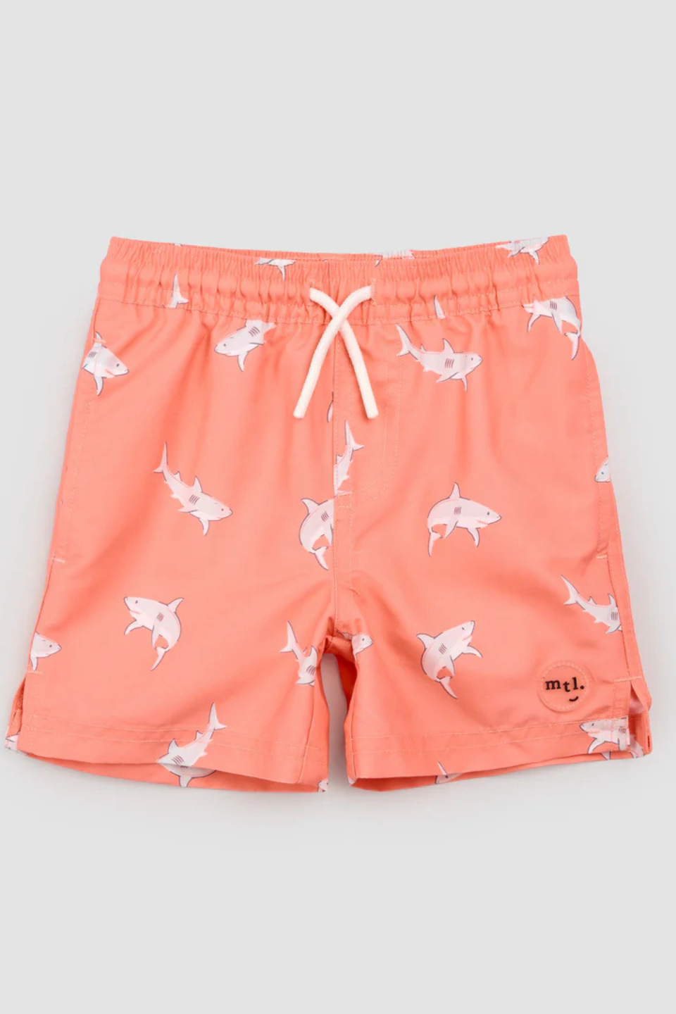 Sharks Print on Coral Swim Trunks - Hot Peppers Clothing