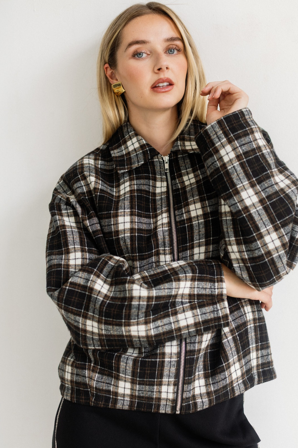 Brunette The Label Plaid Bubble Jacket
