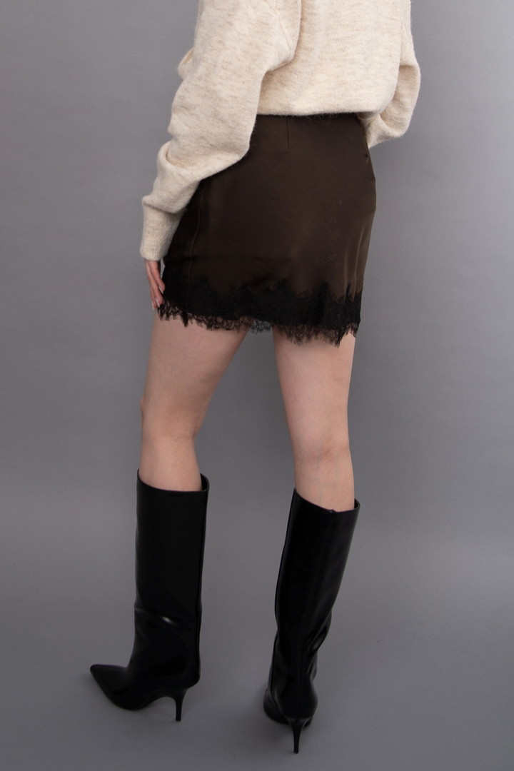 RD Style Kira Satin Lace Trim Mini Skirt