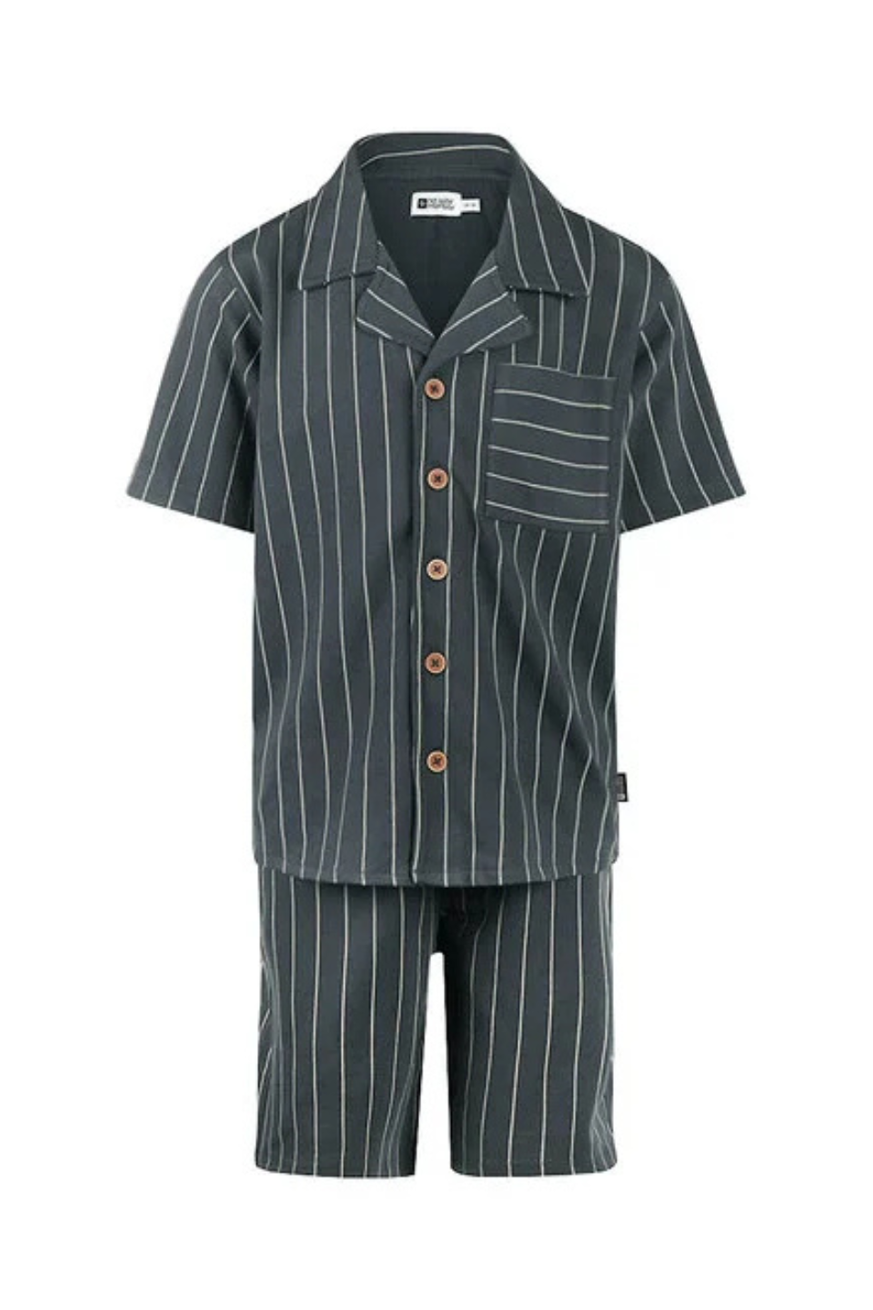 No Way Monday boys' co-ord set anthracite blouse shorts - Hot Peppers Clothing
