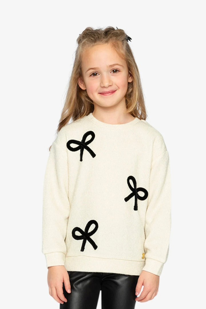 Deux Par Deux Sweatshirt With Bows Beige And Black
