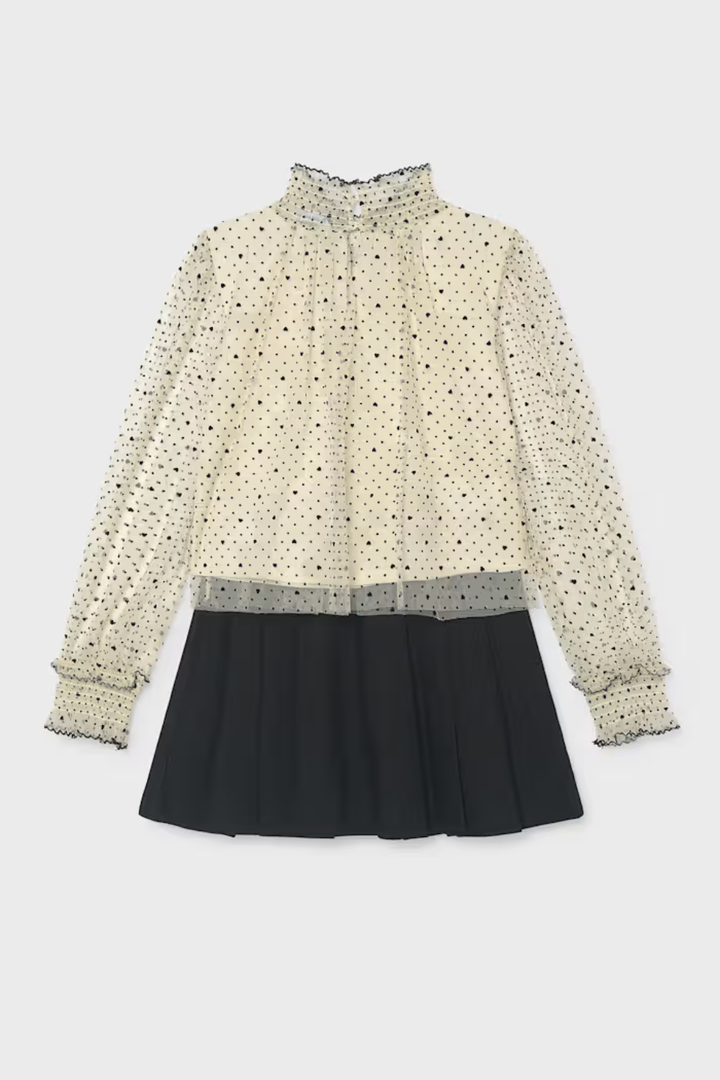 Mayoral Girls Plumeti Blouse and Skirt Set