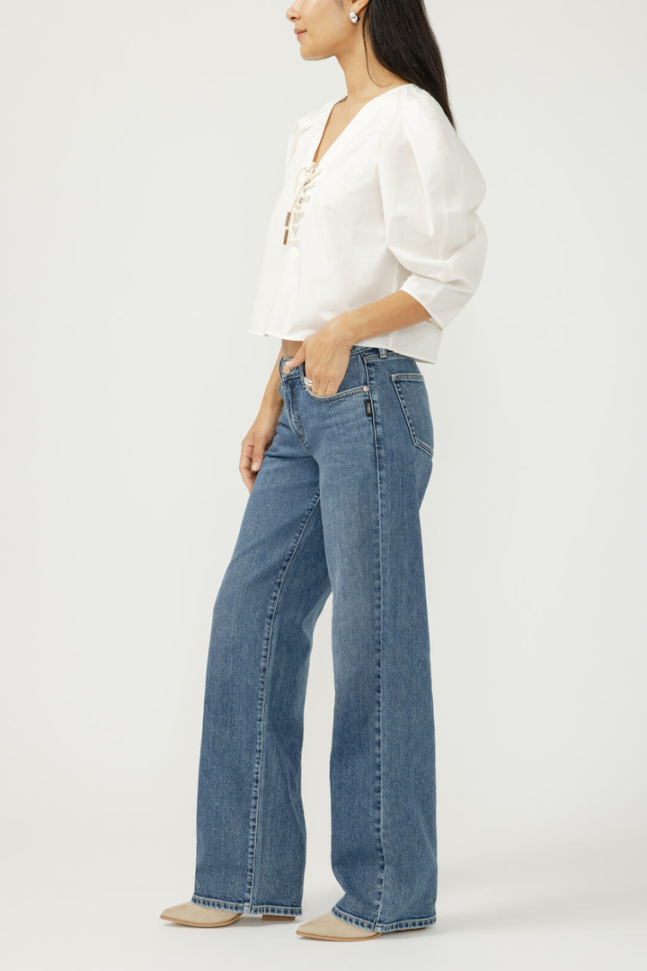 SILVER Loose &amp; Low Rise Straight Leg Jeans - Hot Peppers Clothing