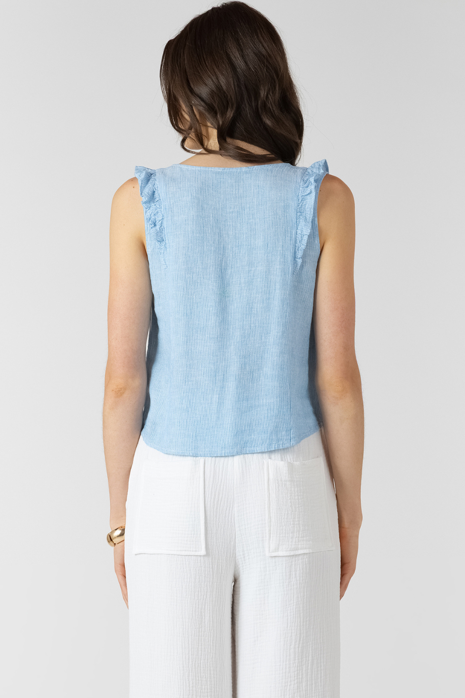 Dex Sylvie Pintuck Ruffle Detail Tank DEX