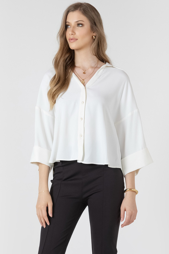 Trina Cuffed Button-Front Blouse