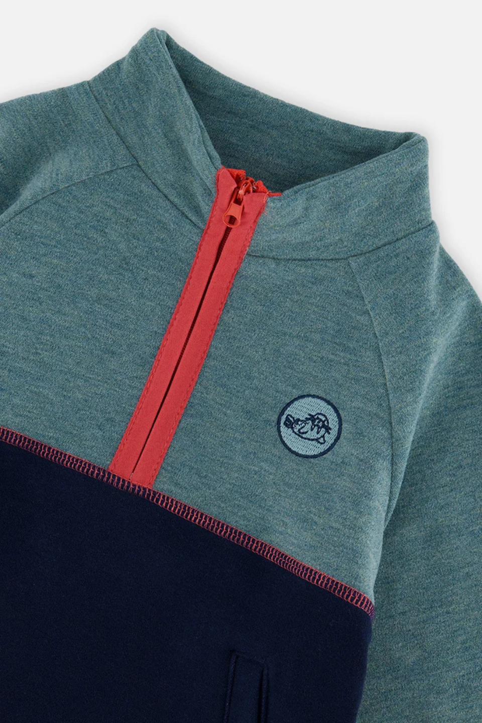 Deux Par Deux Zip Mock Neck Top