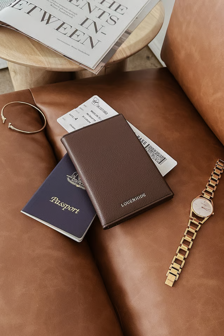 LOUENHIDE Venice Passport Holder in Chocolate - Hot Peppers Clothing