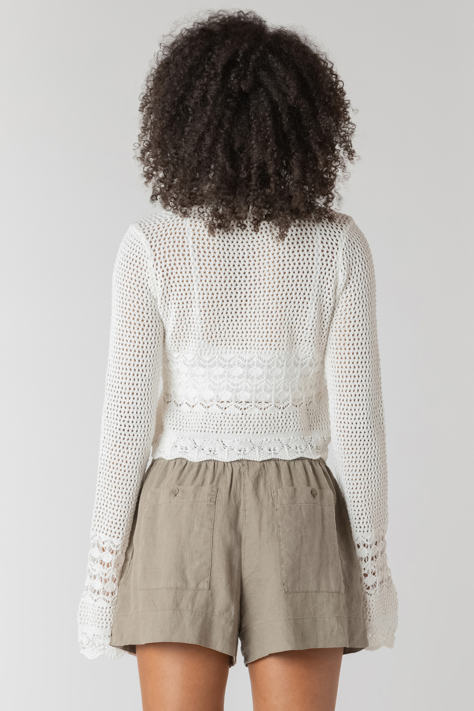 Laine Tie Front Crochet Cardigan - Hot Peppers Clothing