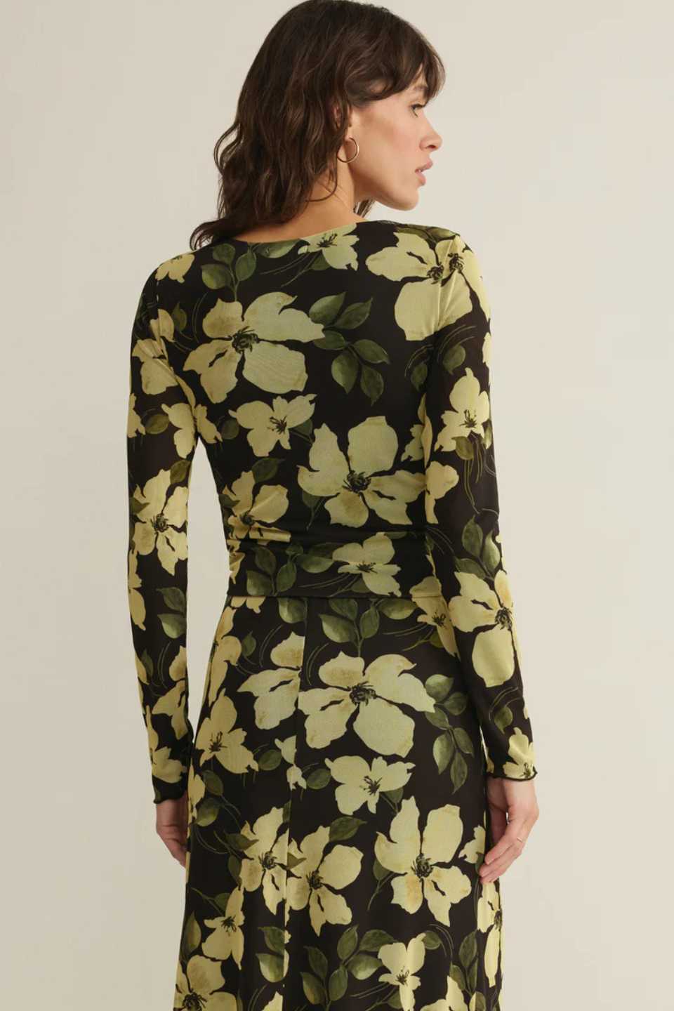 Taysha Ren Floral Mesh Top