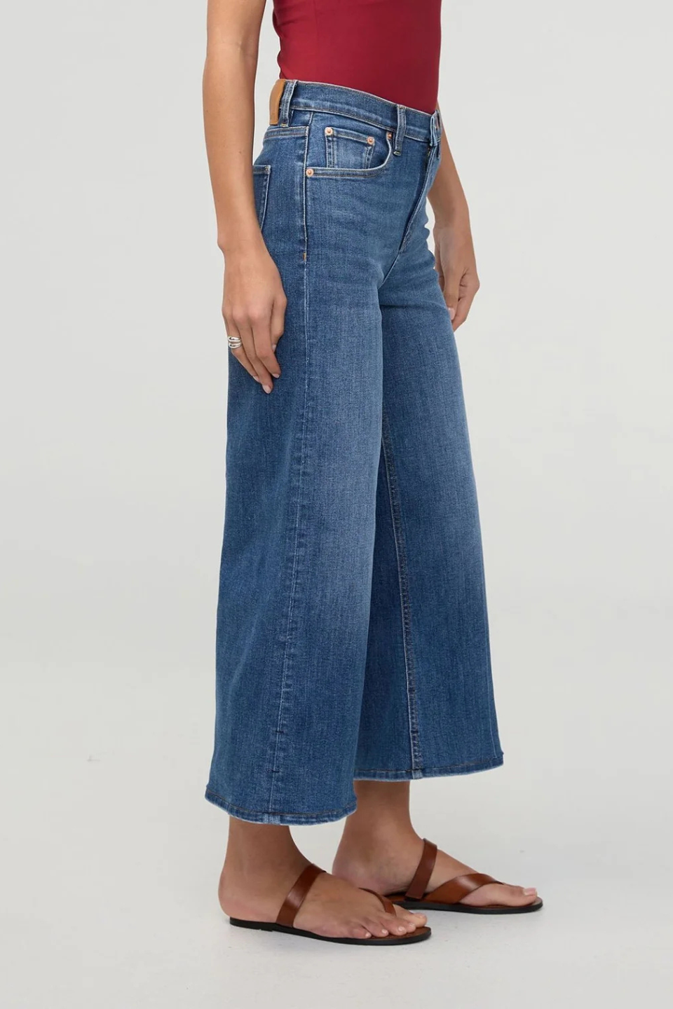 Performance Denim+ High Rise Wide Leg Crop - Hot Peppers Clothing