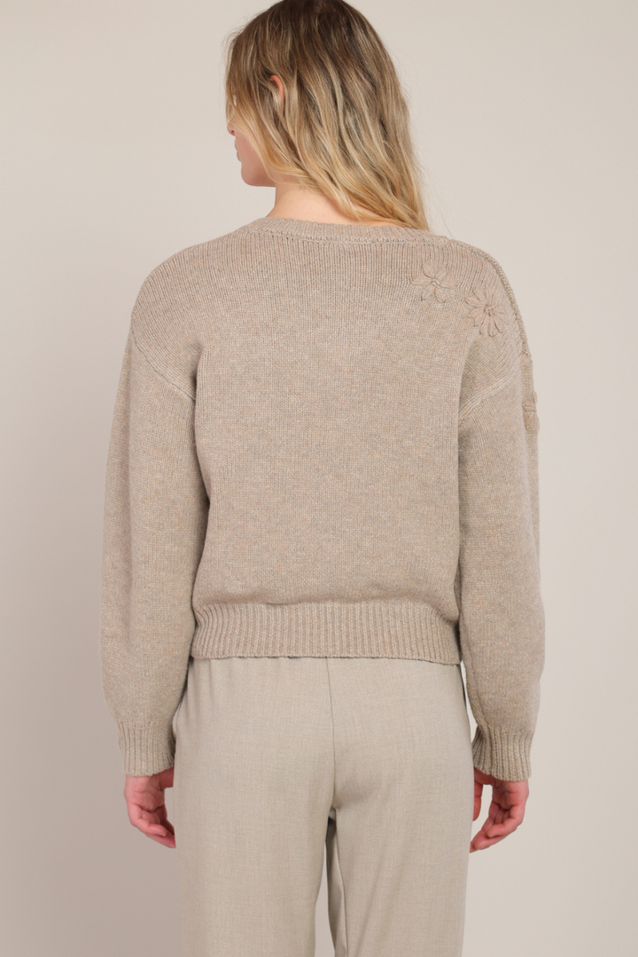 Room 34 Adriane Flower Embroidered Sweater