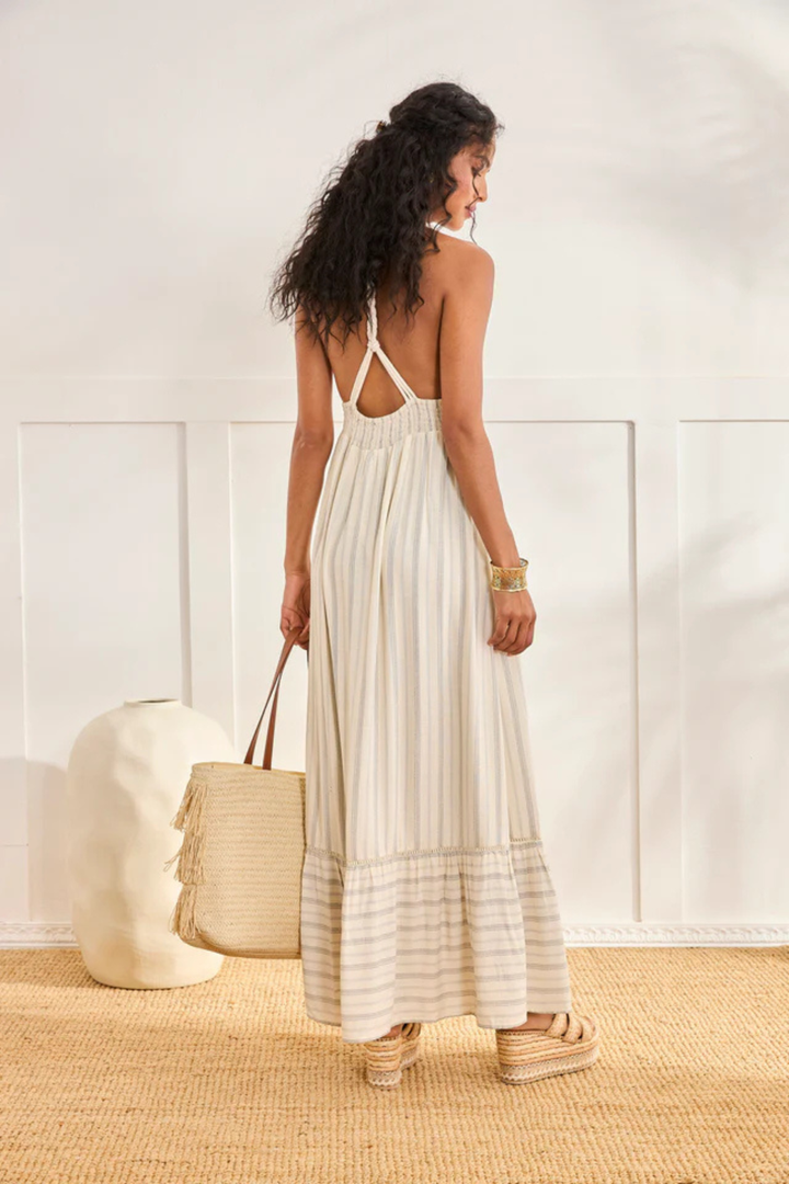 NKNnekane MIXED STRIPED LONG DRESS - Hot Peppers Clothing