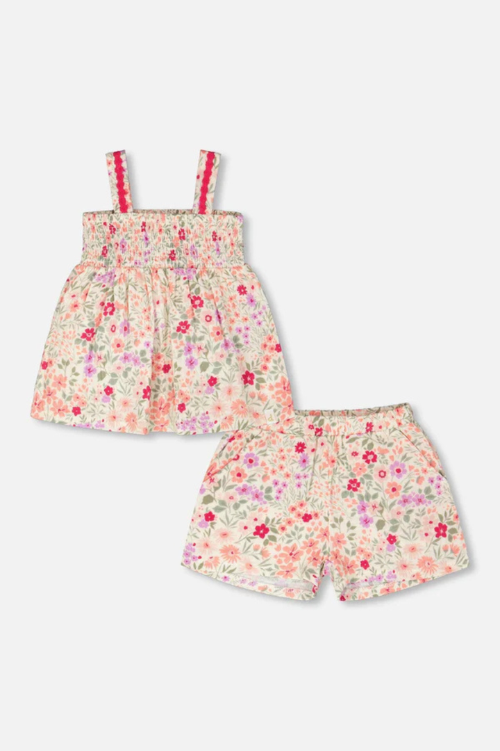 Tank Top With Smocking And Shorts Set In Muslin