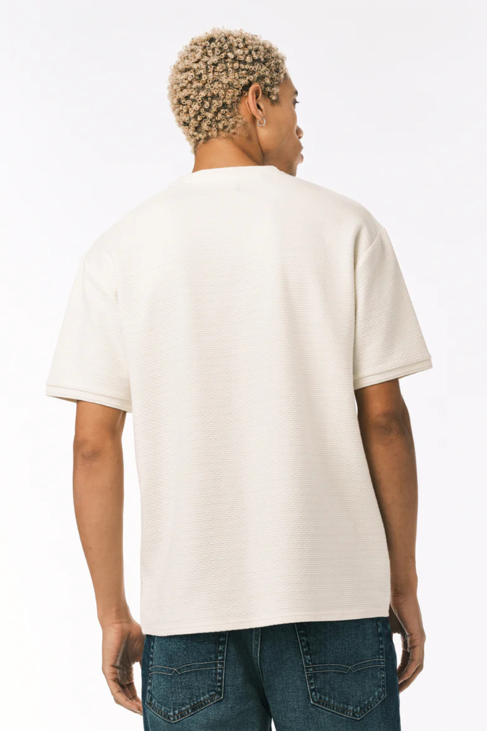 Buffalo David Bitton Kellen Textured Knit T-Shirt in Milk - Hot Peppers Clothing