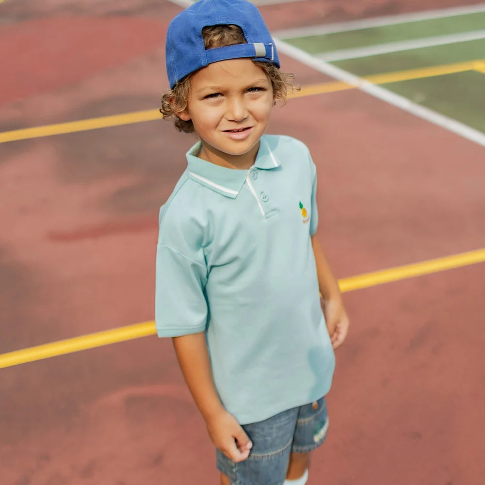 Blue polo-neck t-shirt in piqué