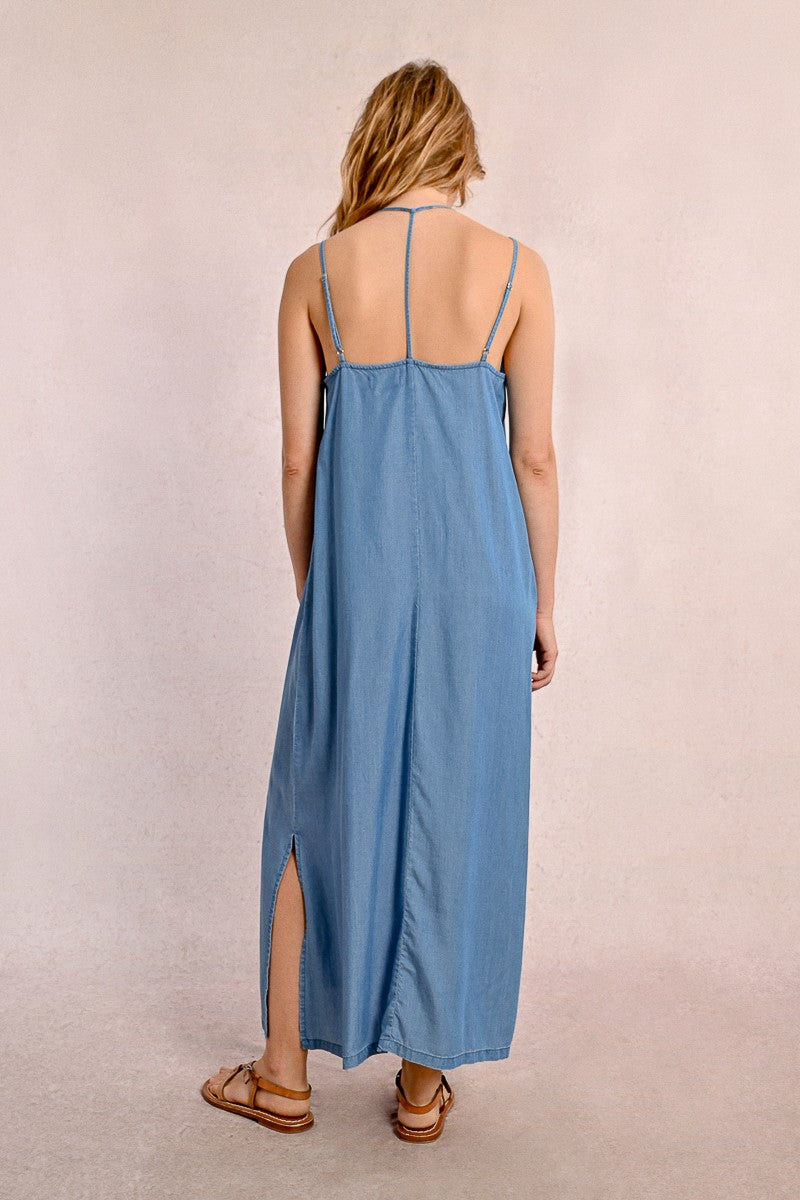 Long straight dress in Tencel