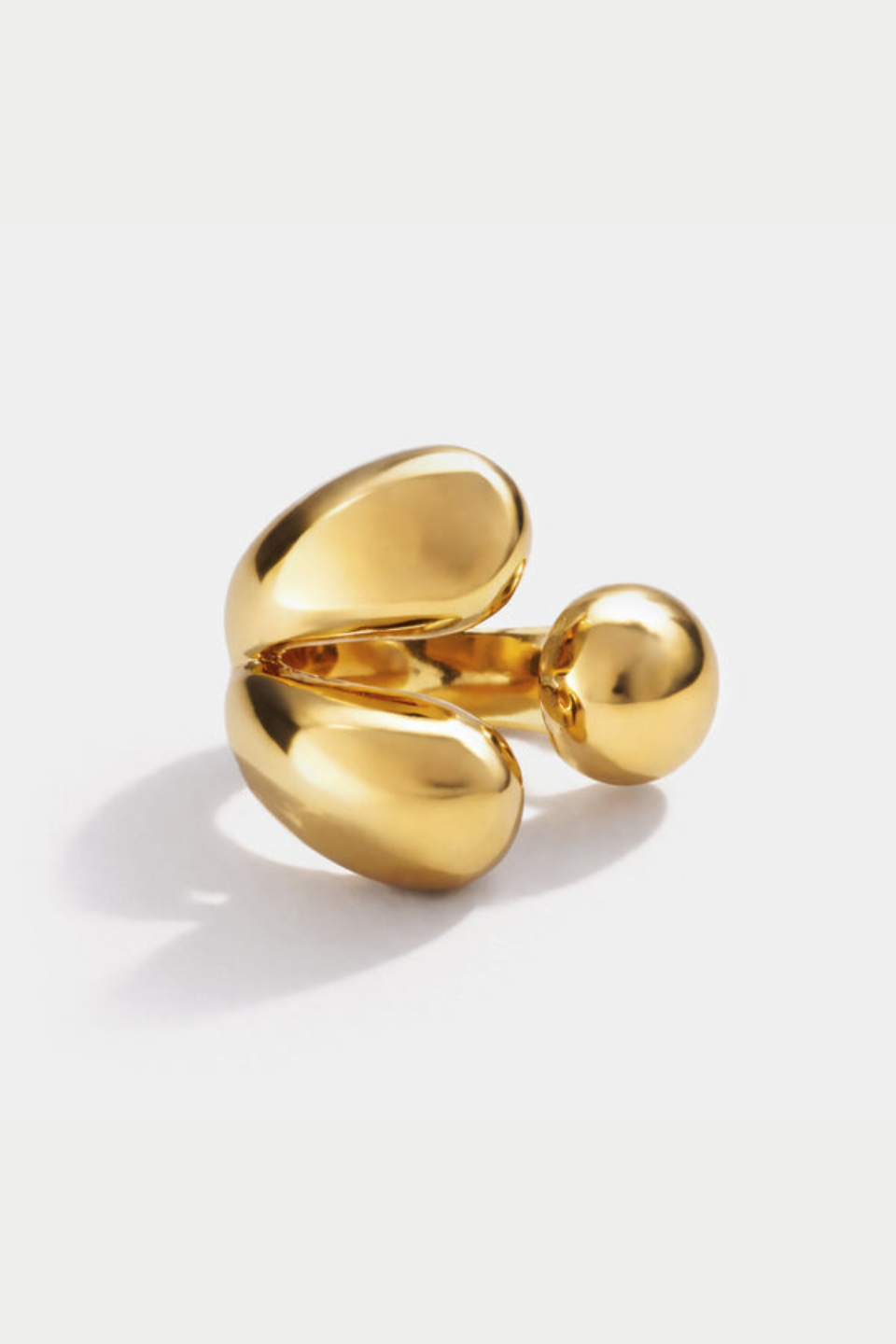 Large three-pronged gold-plated stainless steel ring - Hot Peppers Clothing
