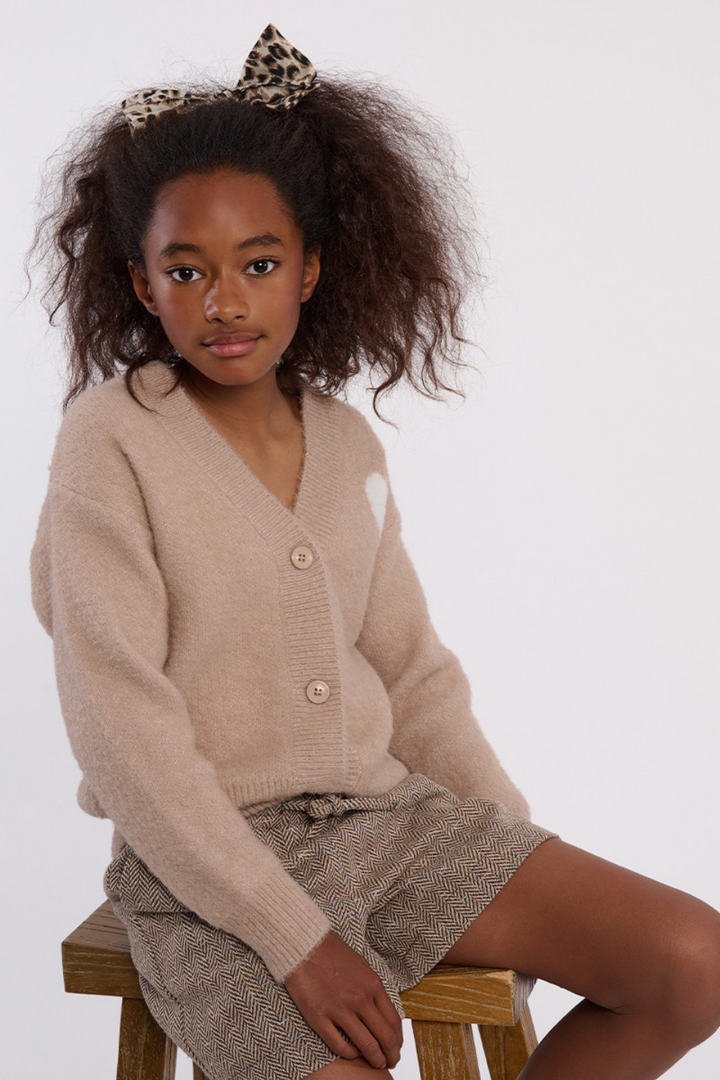 Oversized knitted heart cardigan