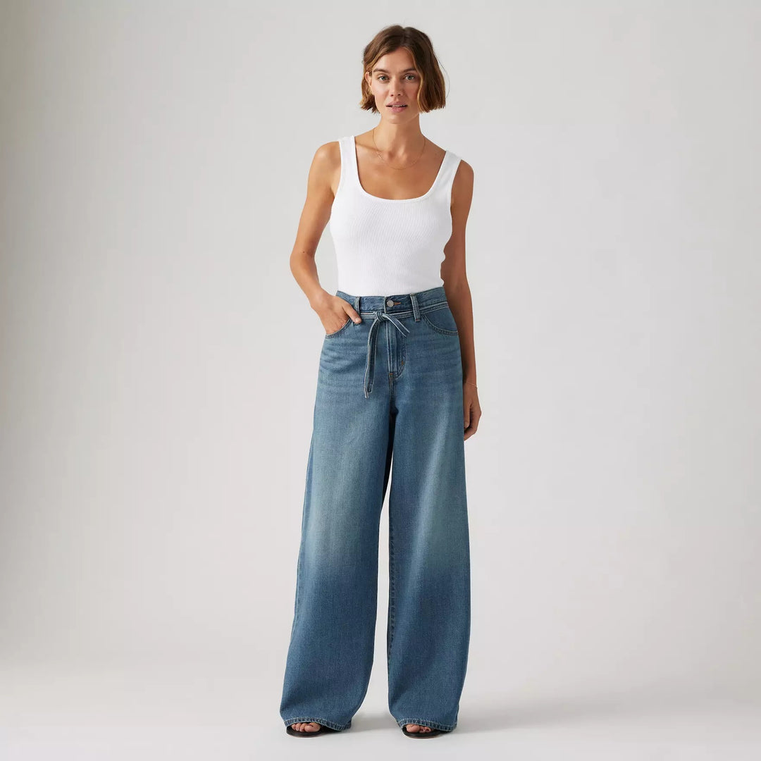 Xl Baggy Straight Linen+ Denim Jeans