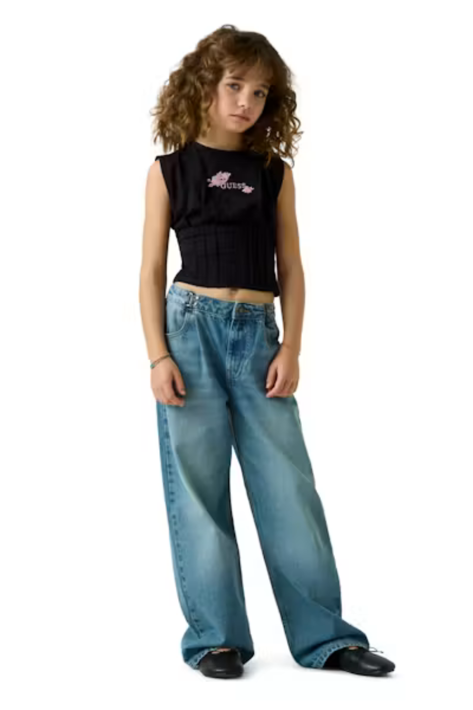 Guess Girls Oversized Denim Blue Wash Jeans
