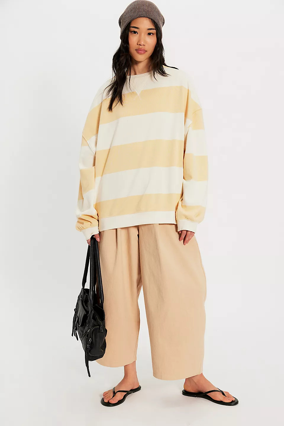We The Free Classic Striped Oversized Crewneck FREE PEOPLE