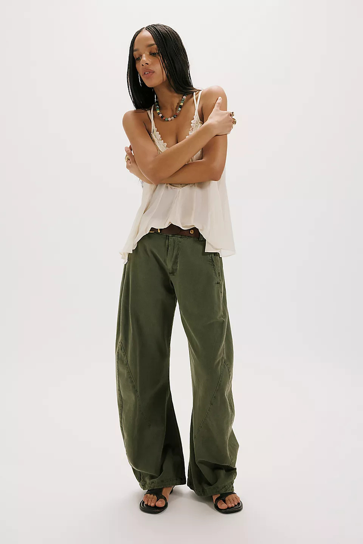 Free People Spotlight Washed Barrel Chino Trousers FREE PEOPLE