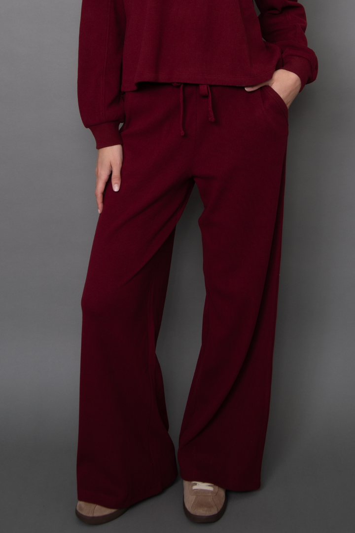 RD Style Philo Cozy Waffle Drawstring Wide Leg Pant