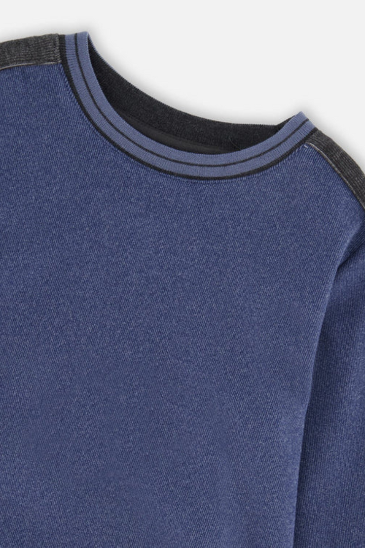 Dark steel blue ribbed knit sweatshirt