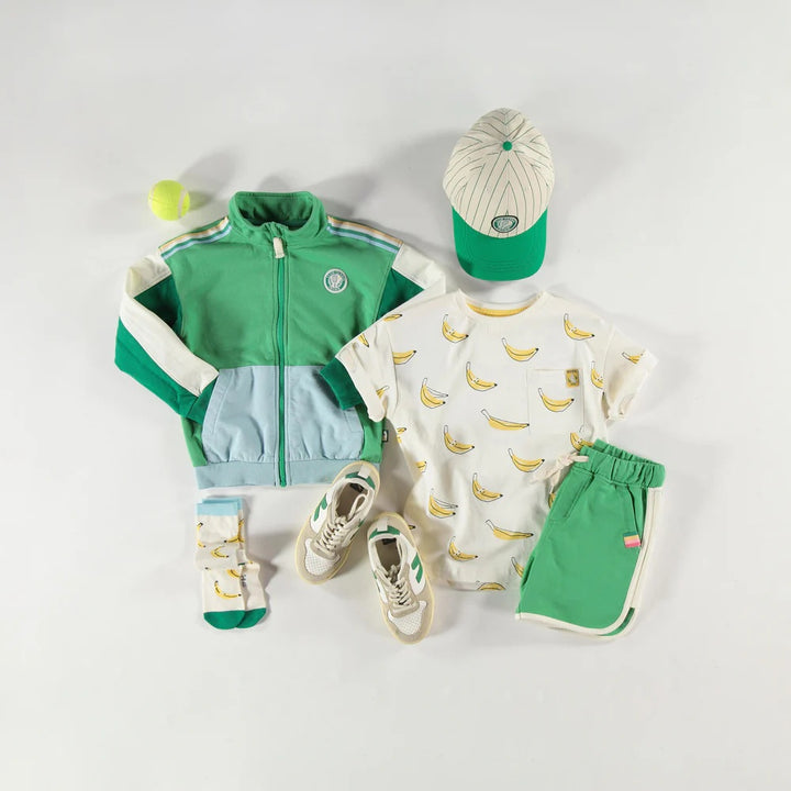 Green quarter zip in french cotton