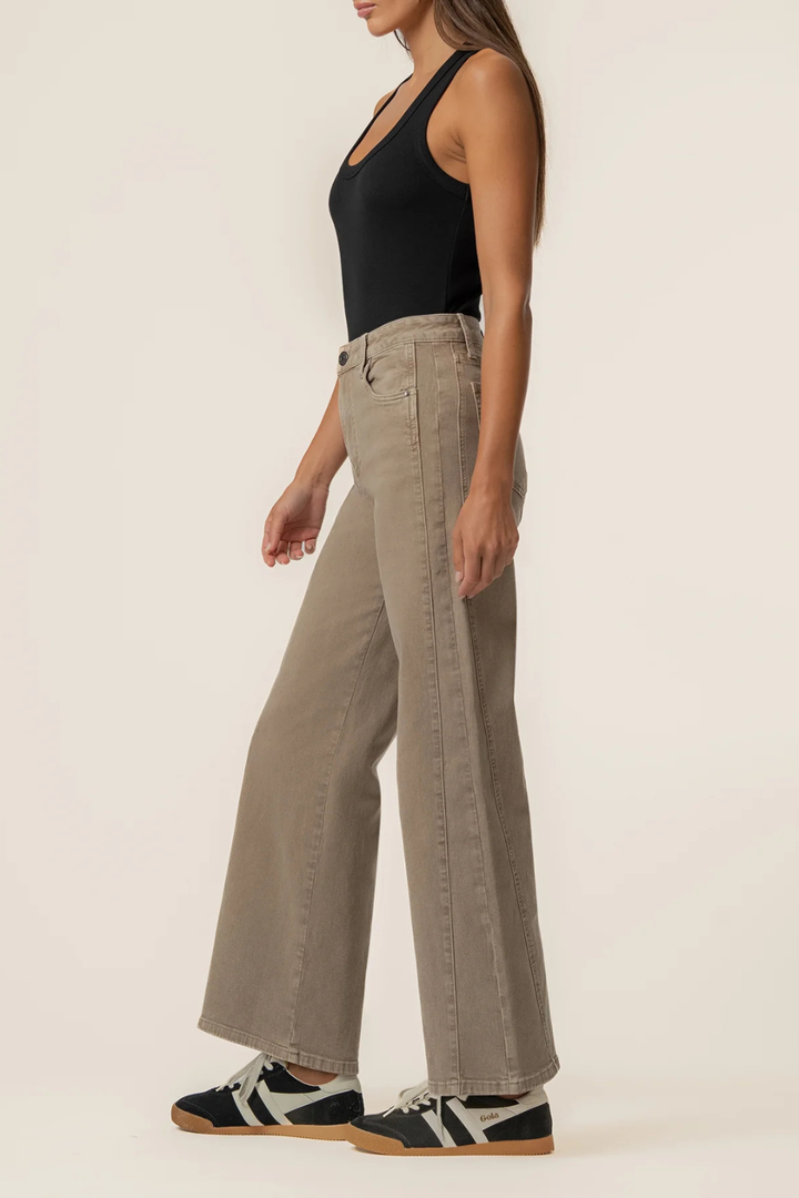 KUT From The Kloth Meg High Rise Wide Leg in Milk Tea
