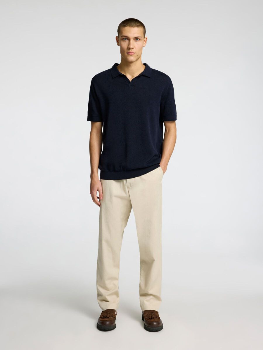 SHORT SLEEVED KNITTED POLO SHIRT