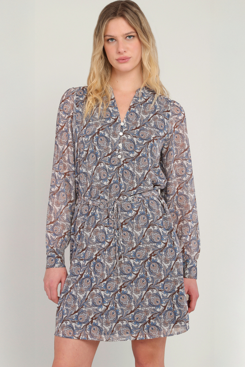 Dex Talia Belted Button-Detail Dress