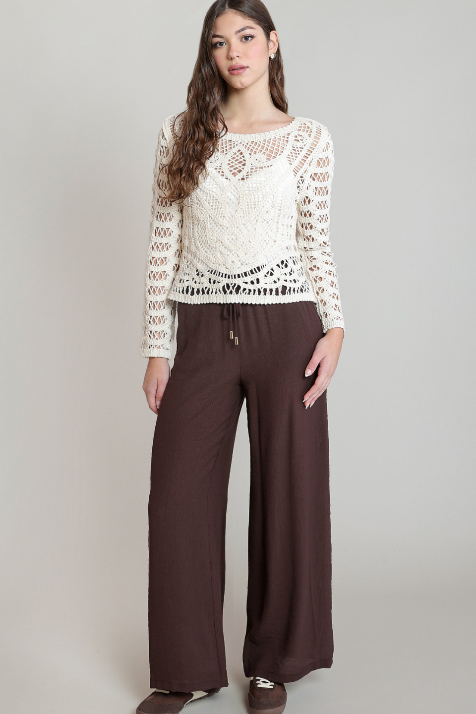 Dex Melanie Crochet Button-Back Top