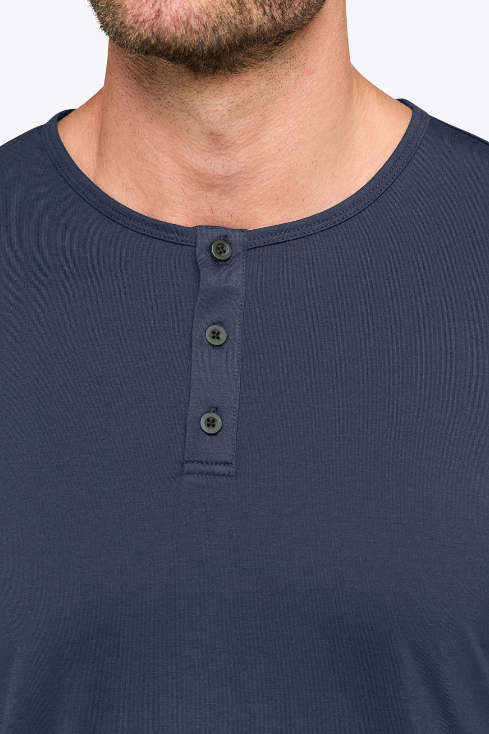 AO Long Sleeve Henley Curve-Hem