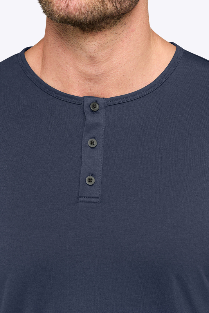 AO Long Sleeve Henley Curve-Hem