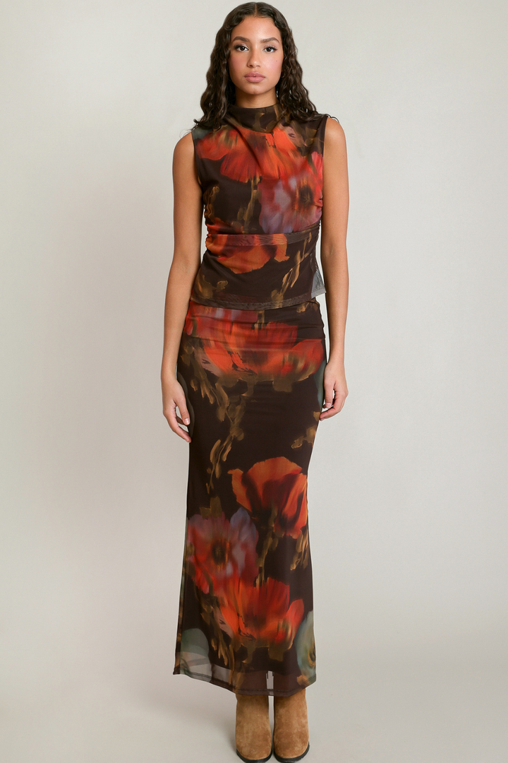 Dex Ayla Mesh Floral Skirt